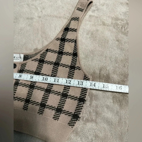 Le Lis Collection Cropped Tank Size Small Sleeveless‎. faux Buttons Plaid Y2K - Picture 5 of 6